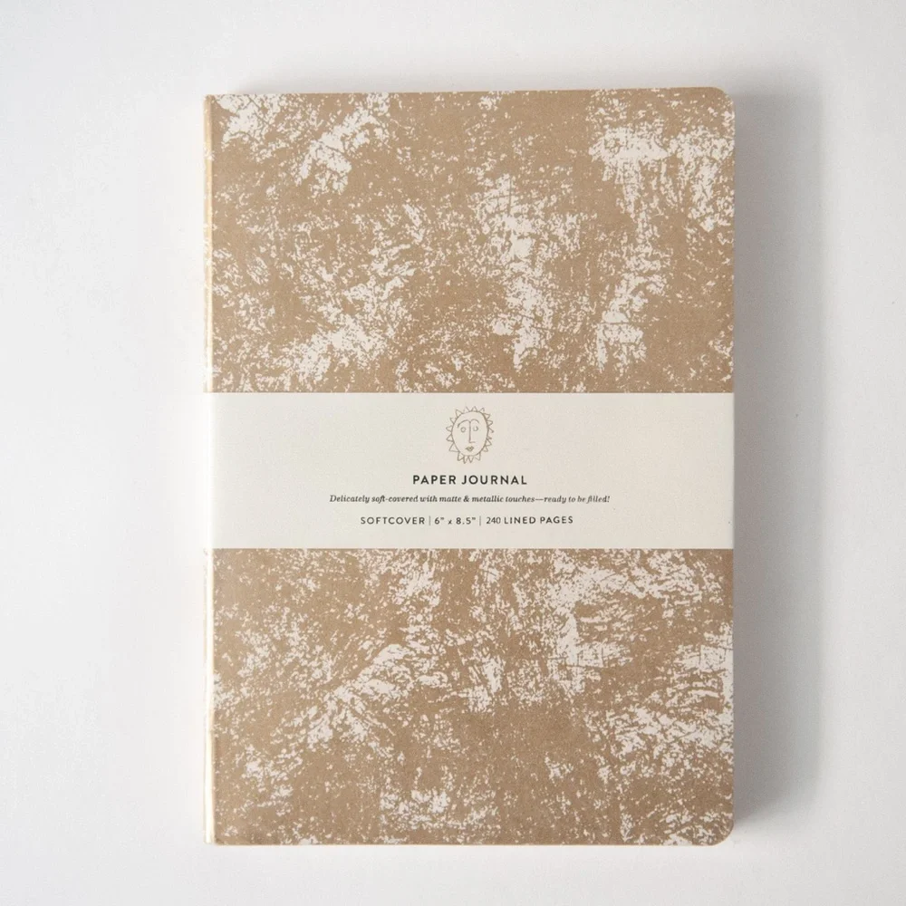 Print Fresh Softcover Lined Journal in Gold & White